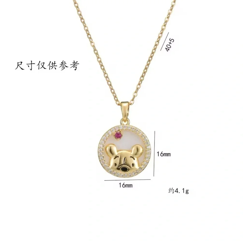 14K Gold Disney Winnie The Pooh “Peek A Boo Pooh” Necklace With Diamond Accent